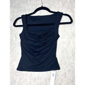 Darong XS Women's Black Ruched Top Shirt Blouse